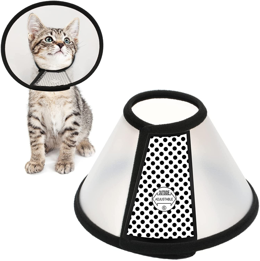 Depets Adjustable Recovery Pet Cone E-Collar for Cats Kittens Rabbits, Plastic E