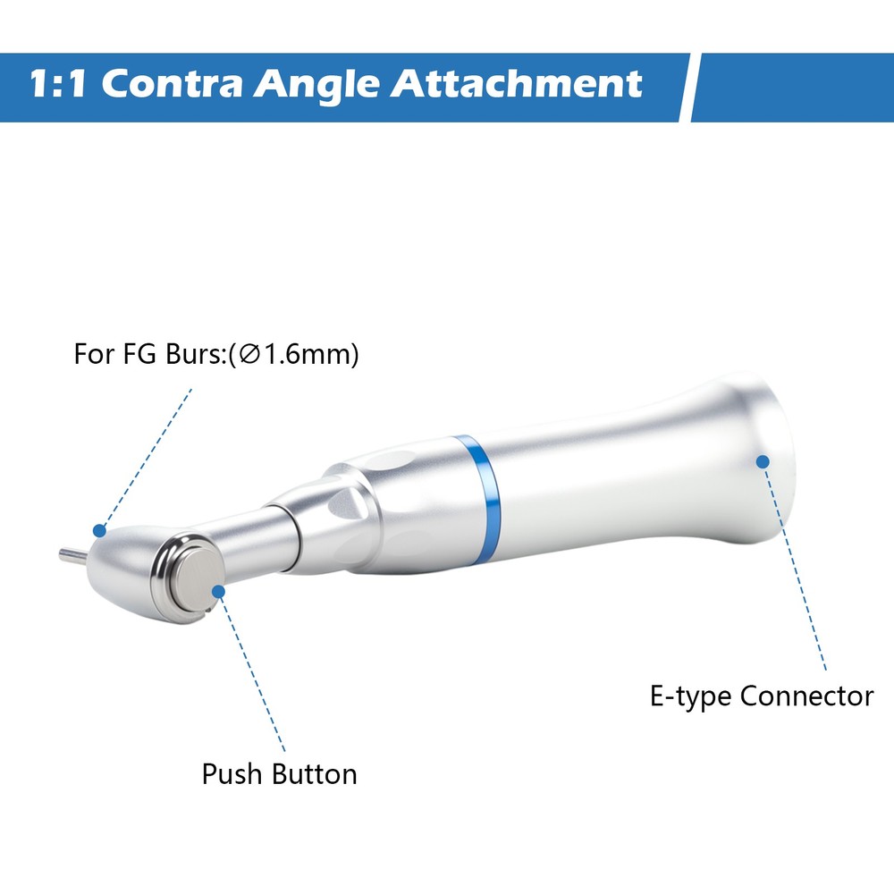 Dental Handpiece Low Slow Speed Contra Angle Push Button E-Type FG Burs 1.6mm