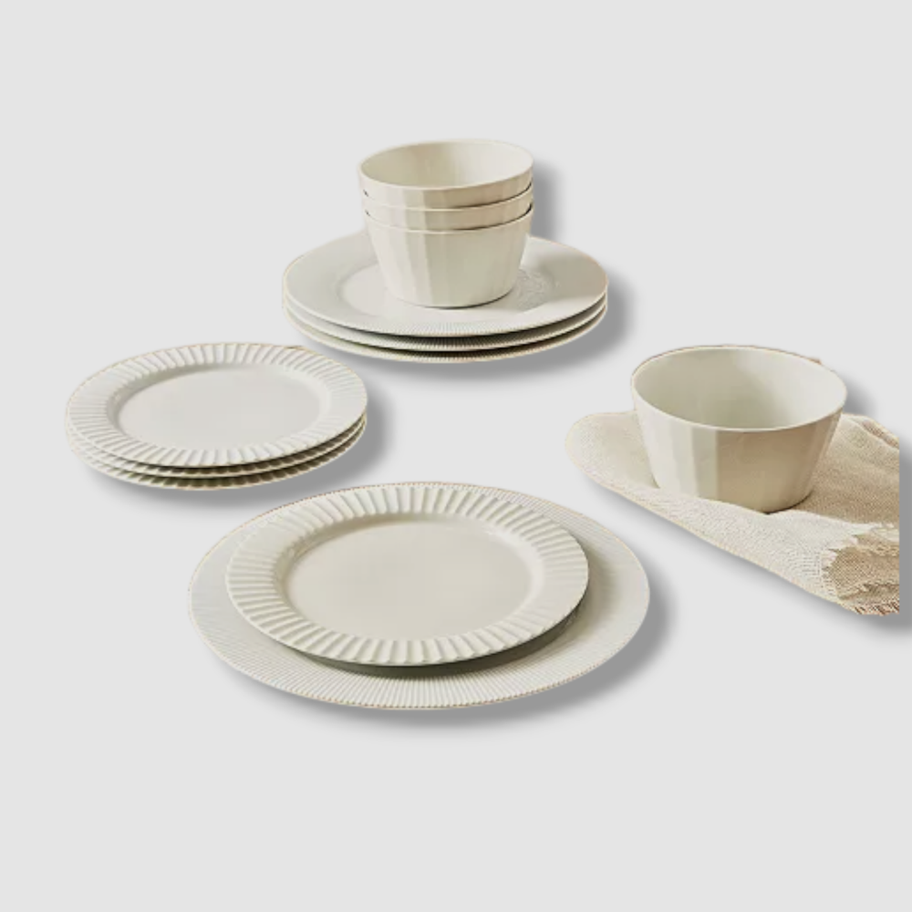 Hotel Collection Fluted Dinnerware Set Service for 4.- 12 Pc.