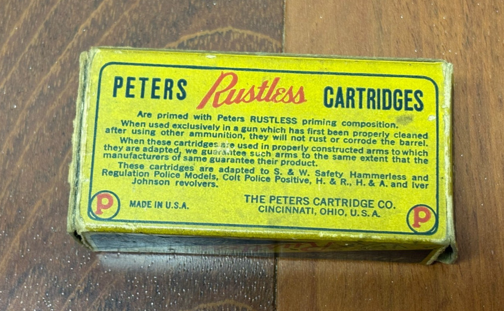 PETERS Rustless Gildkote .38 Smith & Wesson EMPTY Box Rare