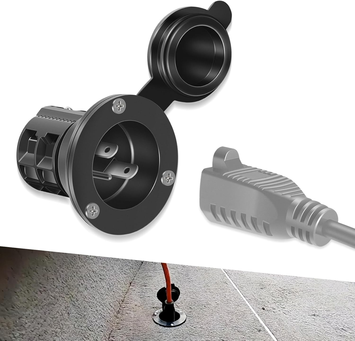 1865108 MKR-21 AC Power Port for Minn Kota Onboard Chargers, w/Cover, Black