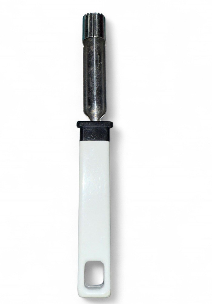 Vintage Stainless Steel Corer Seed Remover White Handle Kitchen Tool