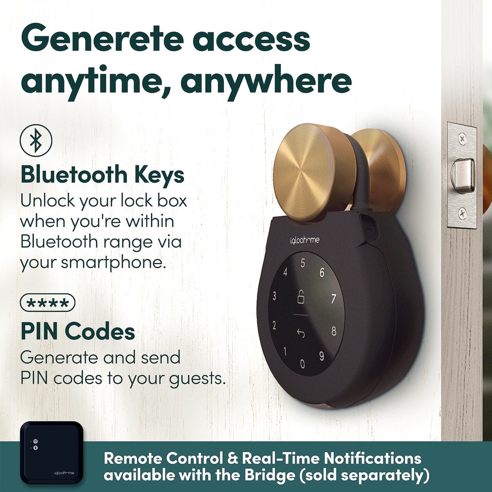Keybox 3 Smart Lock Box, Large Key Safe w/Airbnb Sync (iOS/Android) – Remotel...