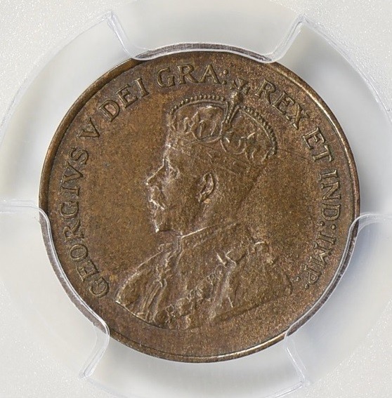 1920 Canada Small Cent PCGS MS-63 BN Struck Thru 1c