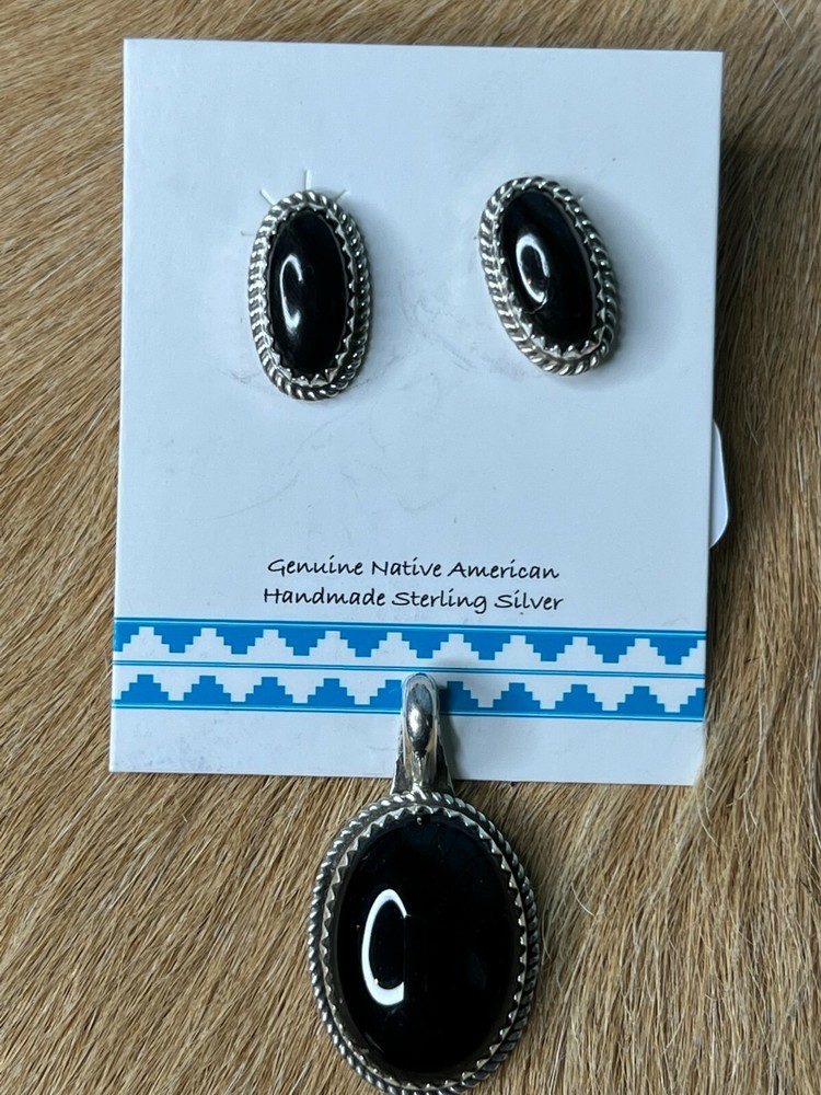 BLACK ONYX ~ STERLING SILVER ~ PENDANT ~ SET