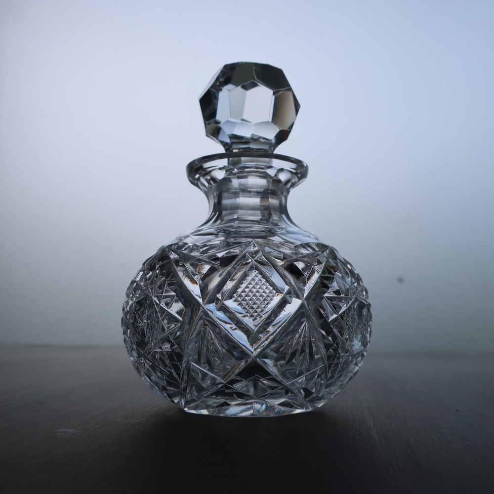 Small Hand Cut Glass Crystal Perfume Bottle