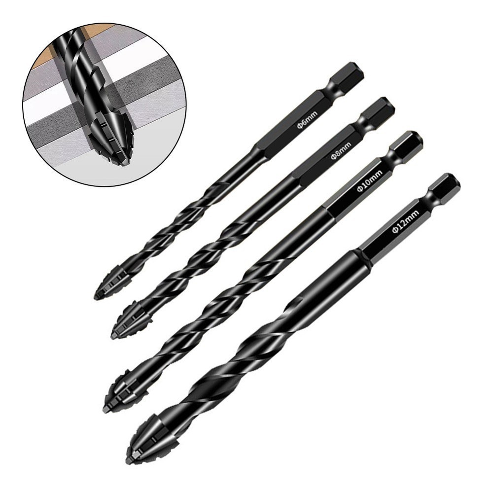 4pc Eccentric Drill Bits for Precision Drilling in Glass and Hard Plastics