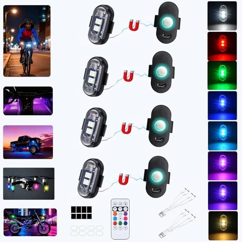 Wireless Mini Led Strobe Flashing Lights with Remote Control for Car, 8