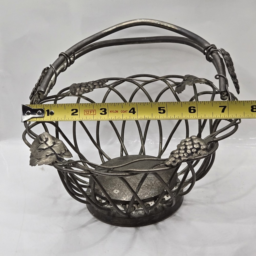 Studio Silversmiths By Godinger SILVER PLATE WIRE BASKET GRAPEVINE Swing Handle