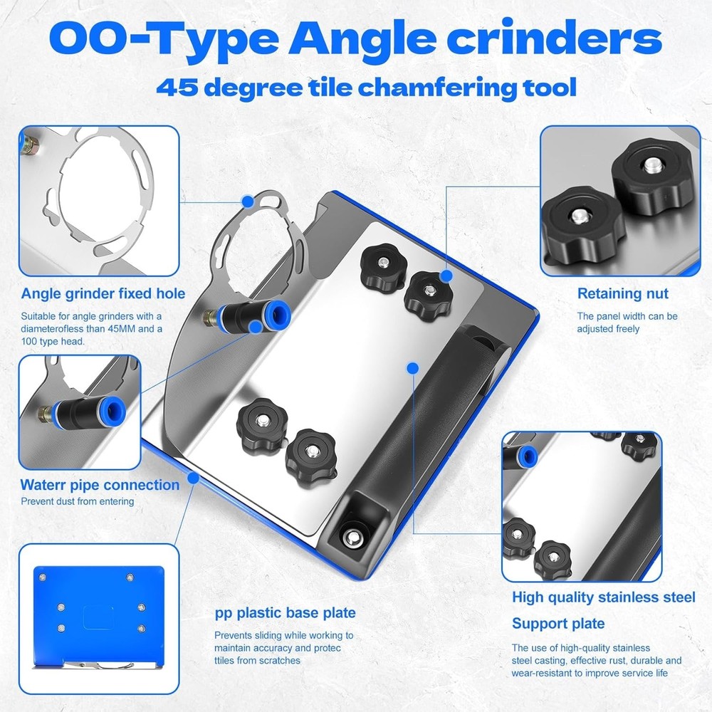 45 Degree Tile chamfering Tool Angle Grinder Stand for 45° Tile Cutting 100-T...