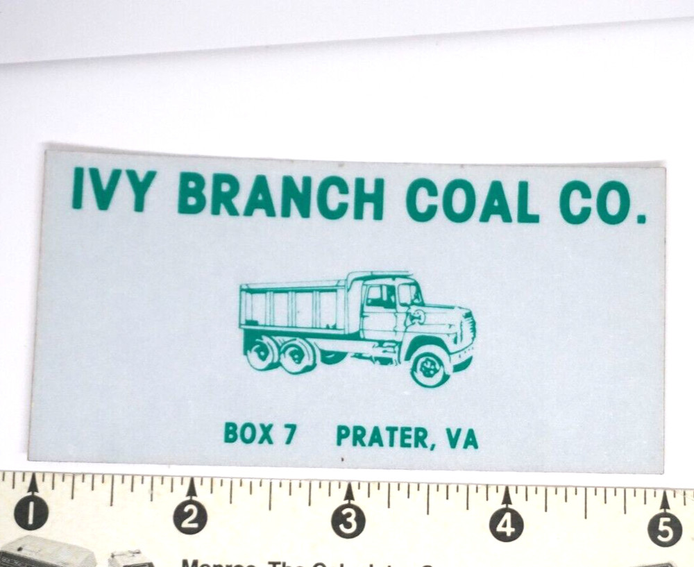 Coal Mining Sticker Ivy Branch Coal Co Prater VA
