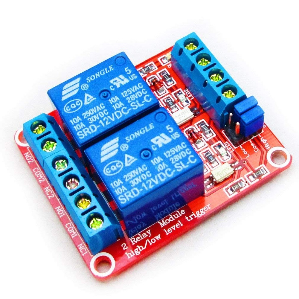 HiLetgo 2pcs DC 12V 2 Channel Relay Module with Isolated Optocoupler Small