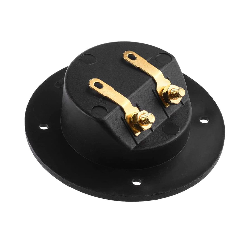 BLUECELL 1 Pair 3-Inch Double Binding round Gold Plate Push Spring Loaded Jacks
