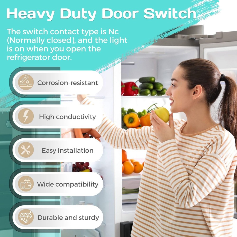 Refrigerator Door Light Switch, 2PCS Whirlpool Refrigerator Light Switch Comp...