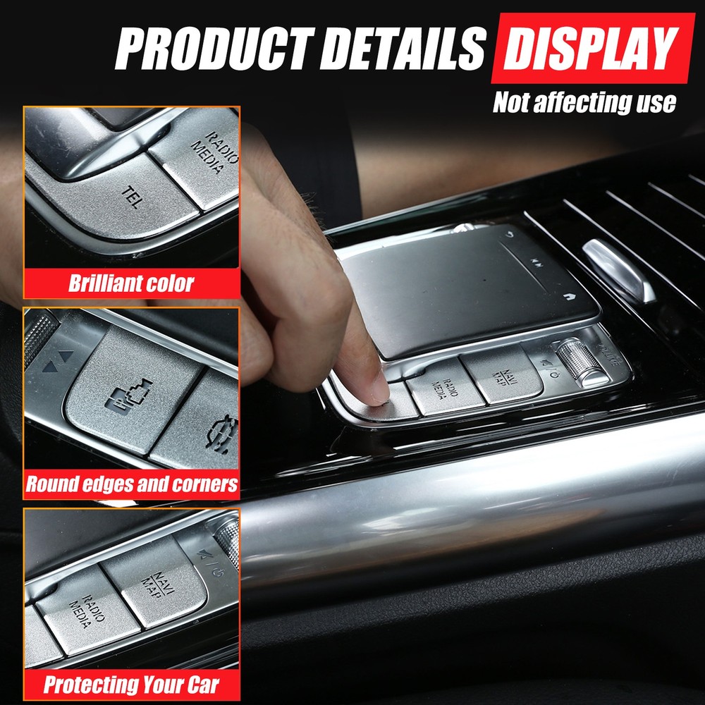 For Benz A-Class 2019-22 Silver Aluminum Multimedia Button Switch Middle Console