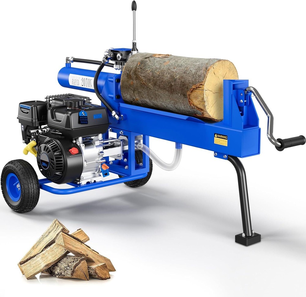20 Ton Firewood Log Splitter Gas-powered 7HP Splitting Force Automatic Return