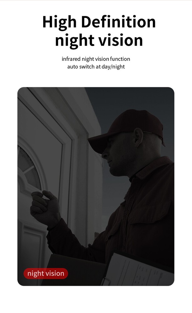 Wireless Cloud Storage Night Vision Doorbell Chime Receiver Adjustable Volume