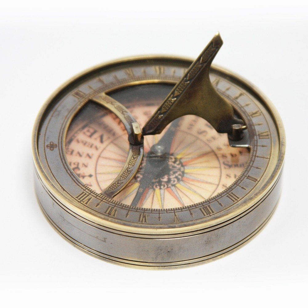 Solid Brass Captain's Sundial Compass Gift Nautical Handmade Home Décor Compass