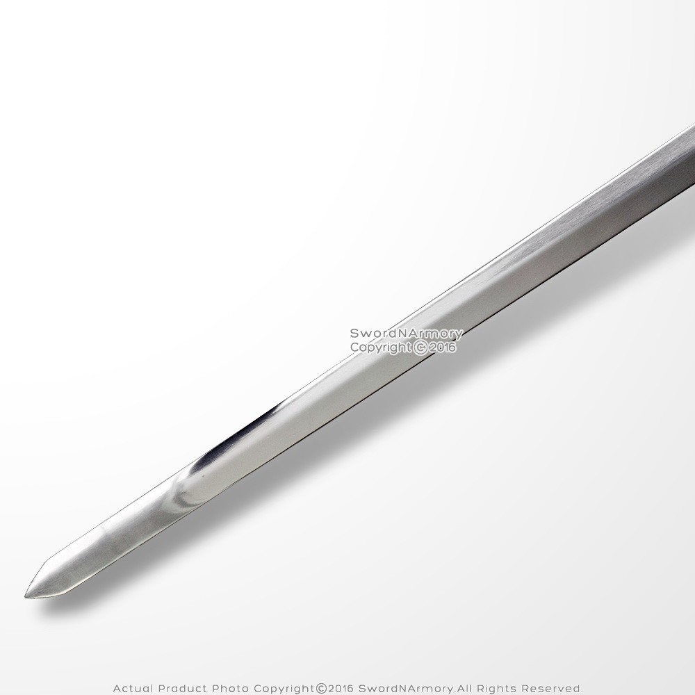 32" Silver Magic Fantasy Sword Stainless Steel Red Ruby with Display Plaque