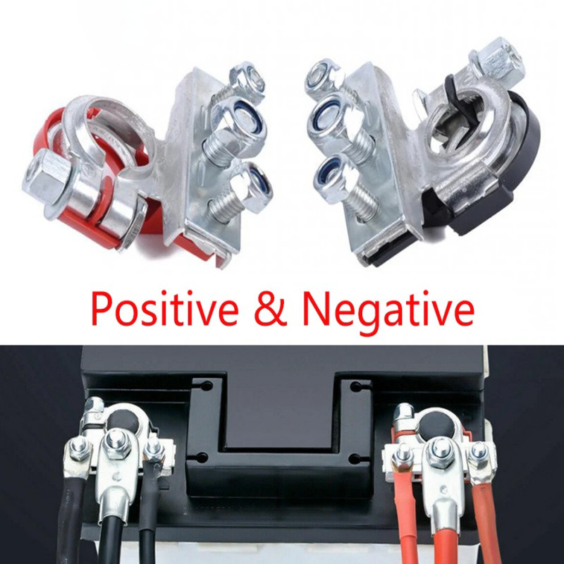 2PCS Battery Terminal Connectors Top Post Battery Wire Cable Terminals Clamp Set