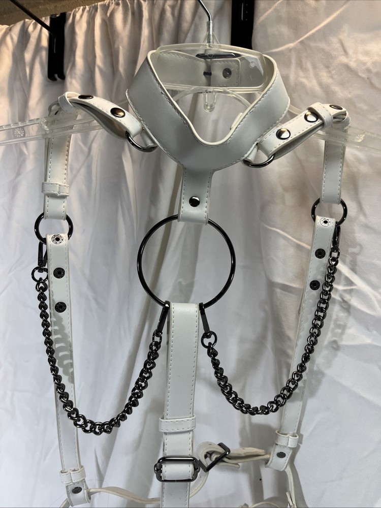 WHITE FAUX LEATHER BAPHOMET BONES HARANESS KILLSTAR