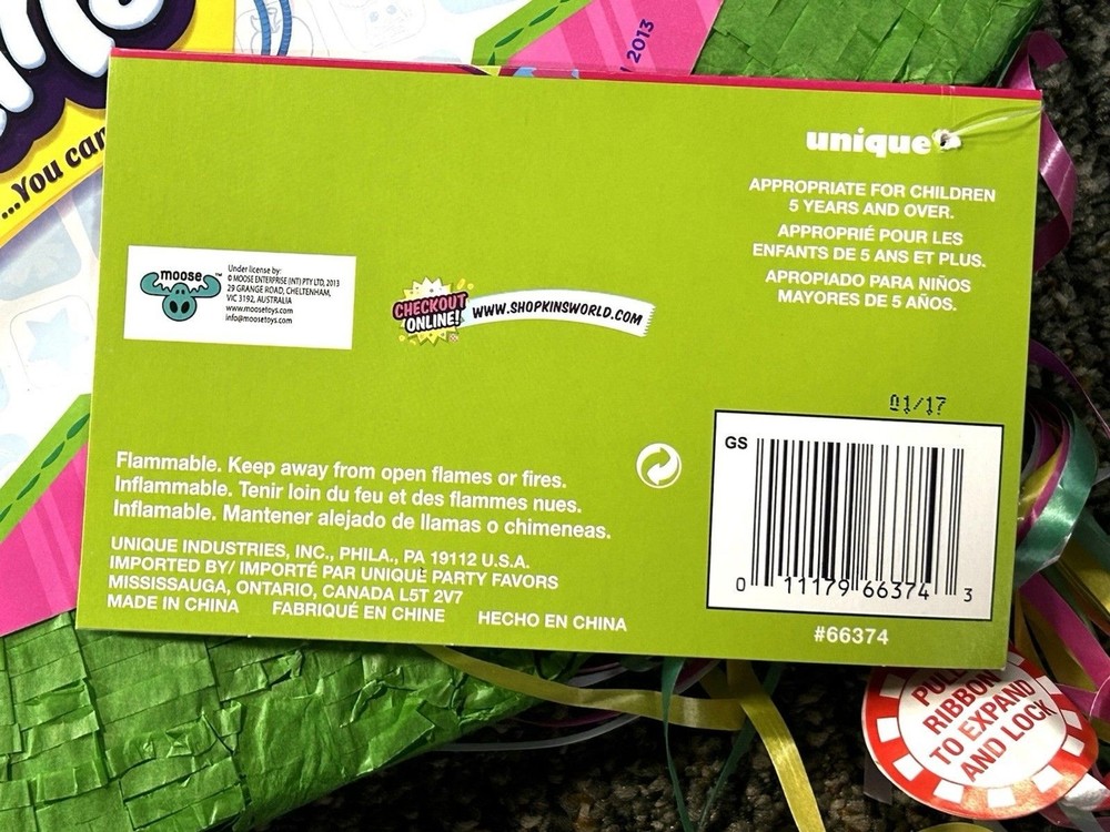 SHOPKINS PINATA Pullstring New See Notes