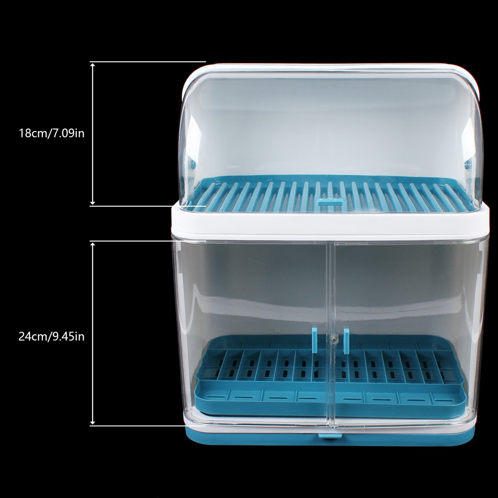 2-layer Kitchen Dish Rack Drainer Bowl Cup Plate Dish Drying Rack With Cover