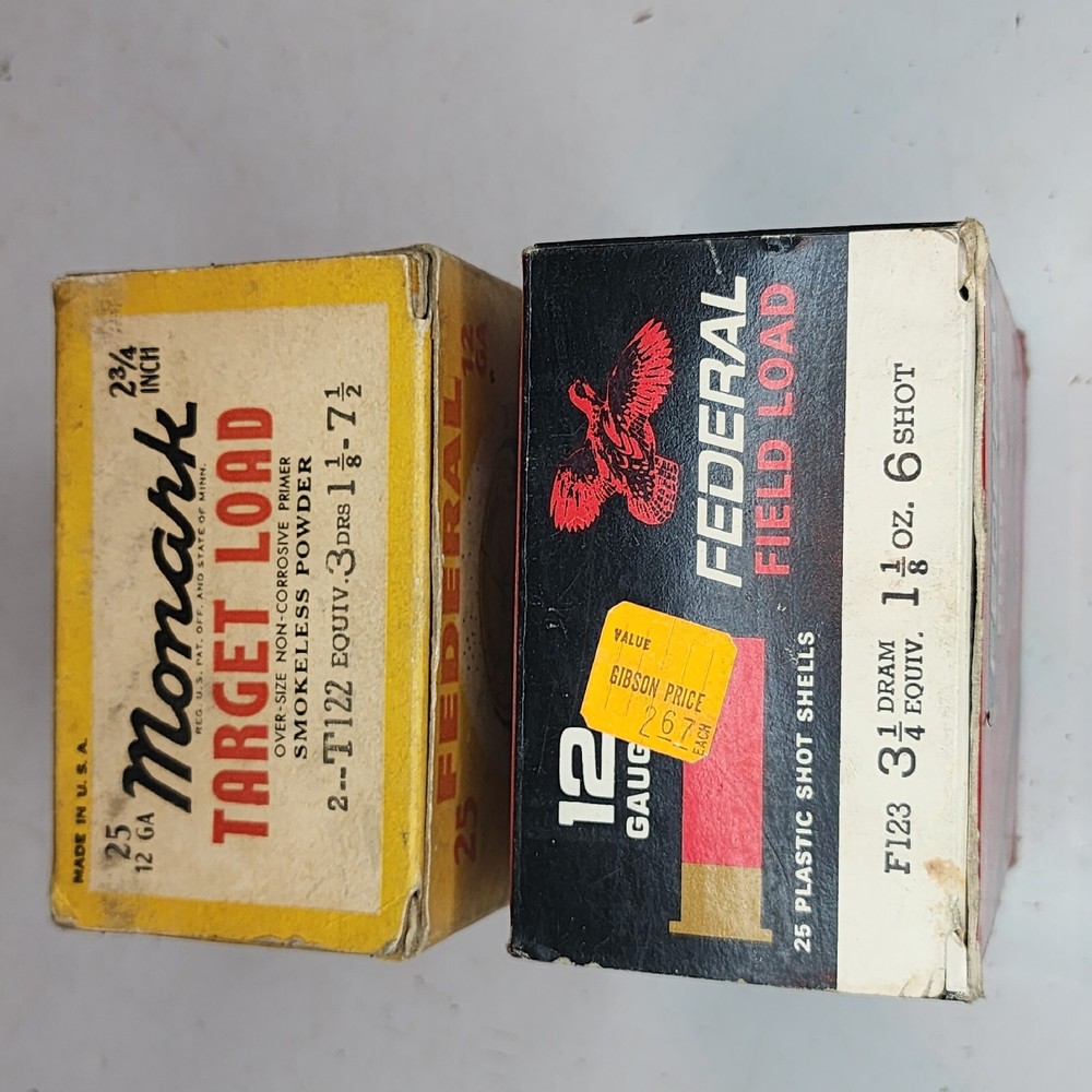 (2) VTG FEDERAL MONARK 12 GA SHOT SHELLS/TARGET LOAD EMPTY BOXES