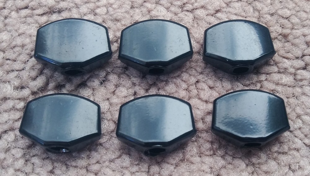 Guitar BLACK TUNER KNOBS Tuning Machine Buttons 6-Inline 3+3 Gotoh Grover *NEW**