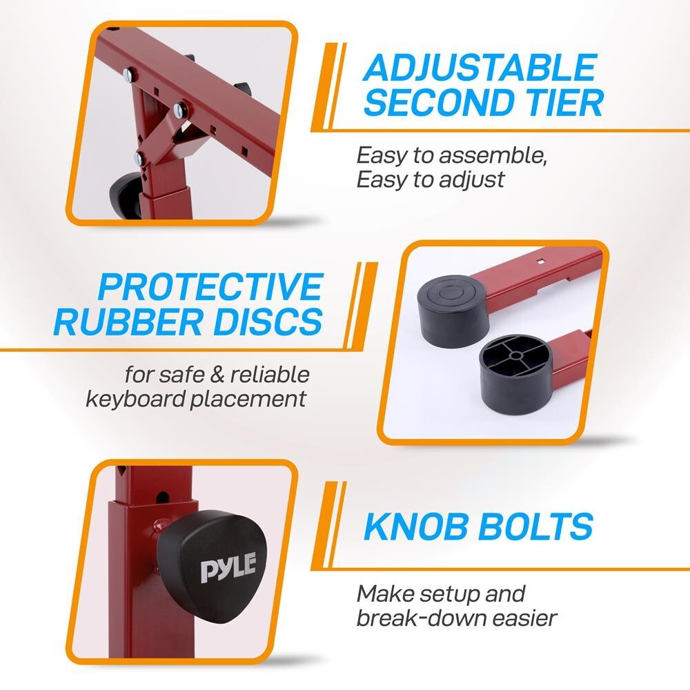 Pyle Heavy-Duty Keyboard Stand - Height Adjustable Music Stand with 2nd Tier