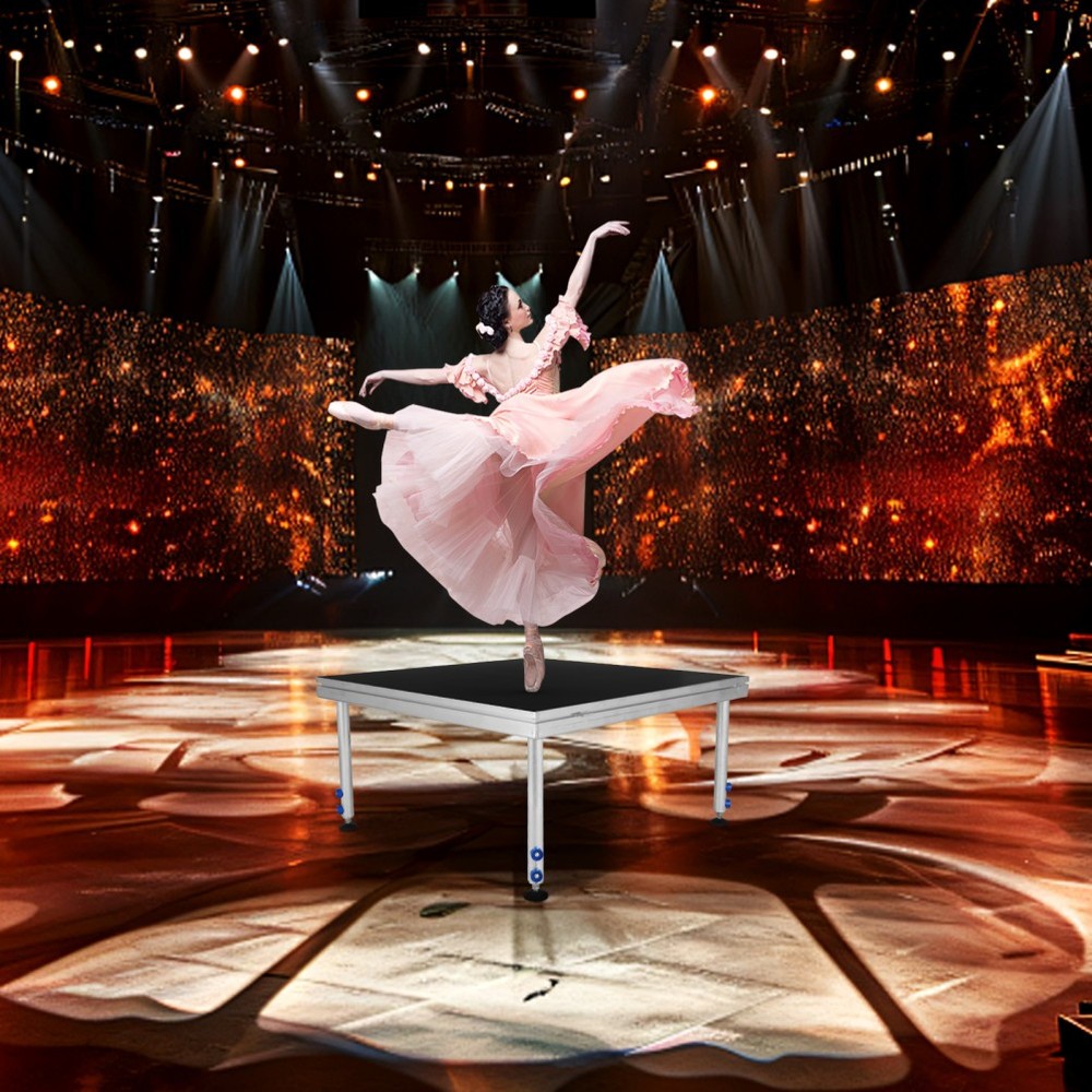 4×4 ft Portable Stage Platform Adjustable Height Stage & Foldable Legs 24''-40''