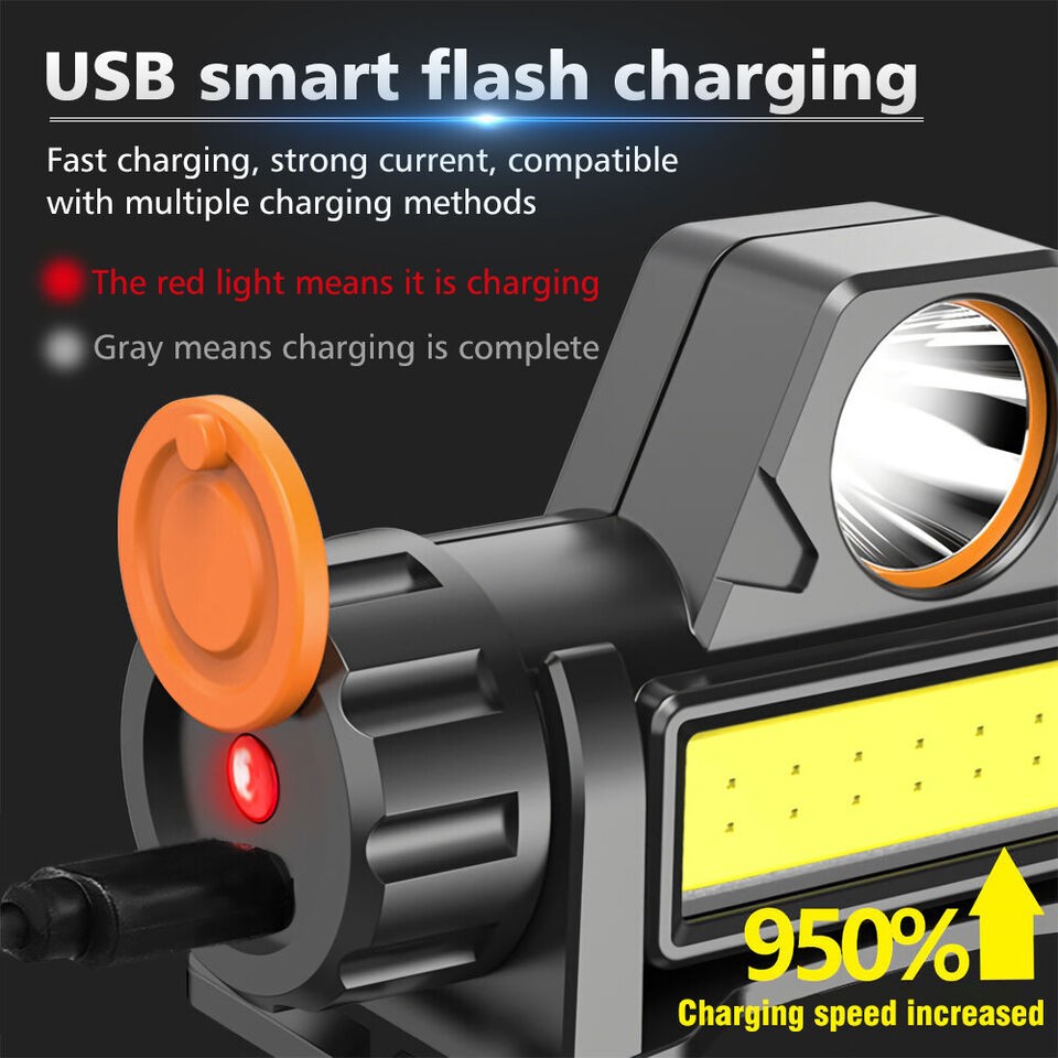2 Pack LED Headlamp Headlight Flashlight USB Rechargeable Waterproof Head Light