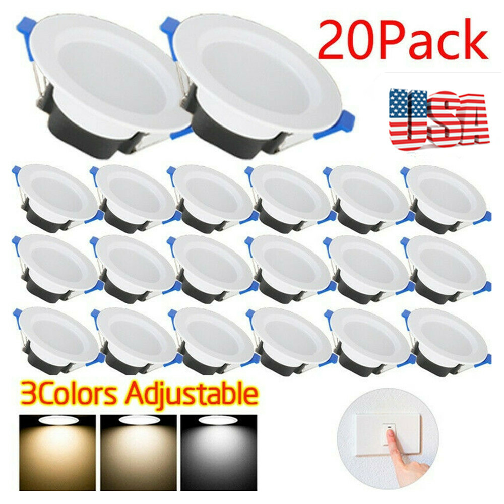 10/20/30PC 7W 3Color Dimmable LED Downlight Recessed Ceiling Panel Light 85-265V