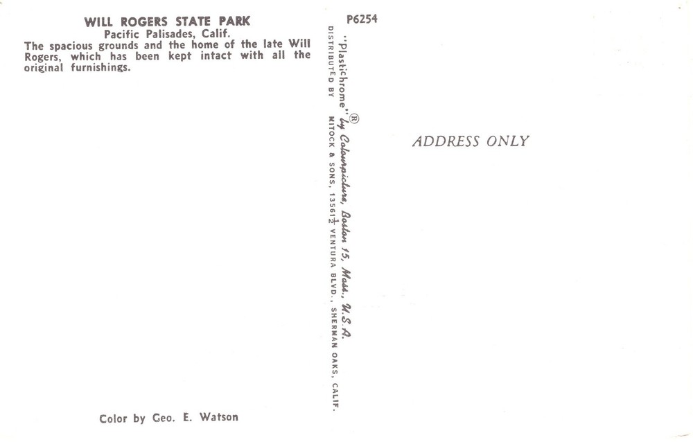 WILL ROGERS STATE PARK, PACIFIC PALISADES, CA - PC6342
