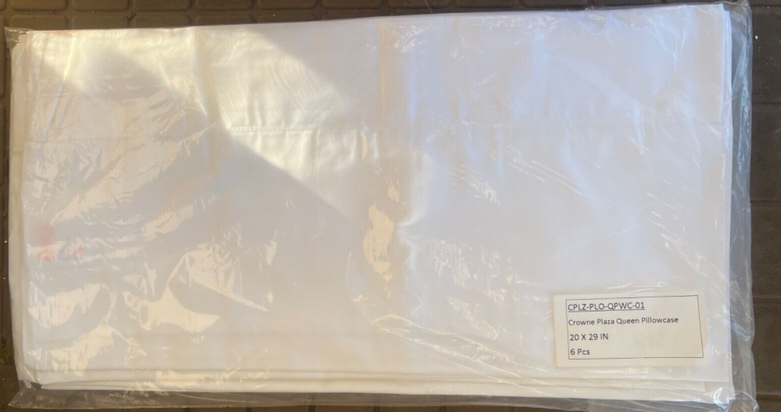 6 Pack IHG Queen Size White Pillowcases 300 Thread Count for Crowne Plaza 20x29"