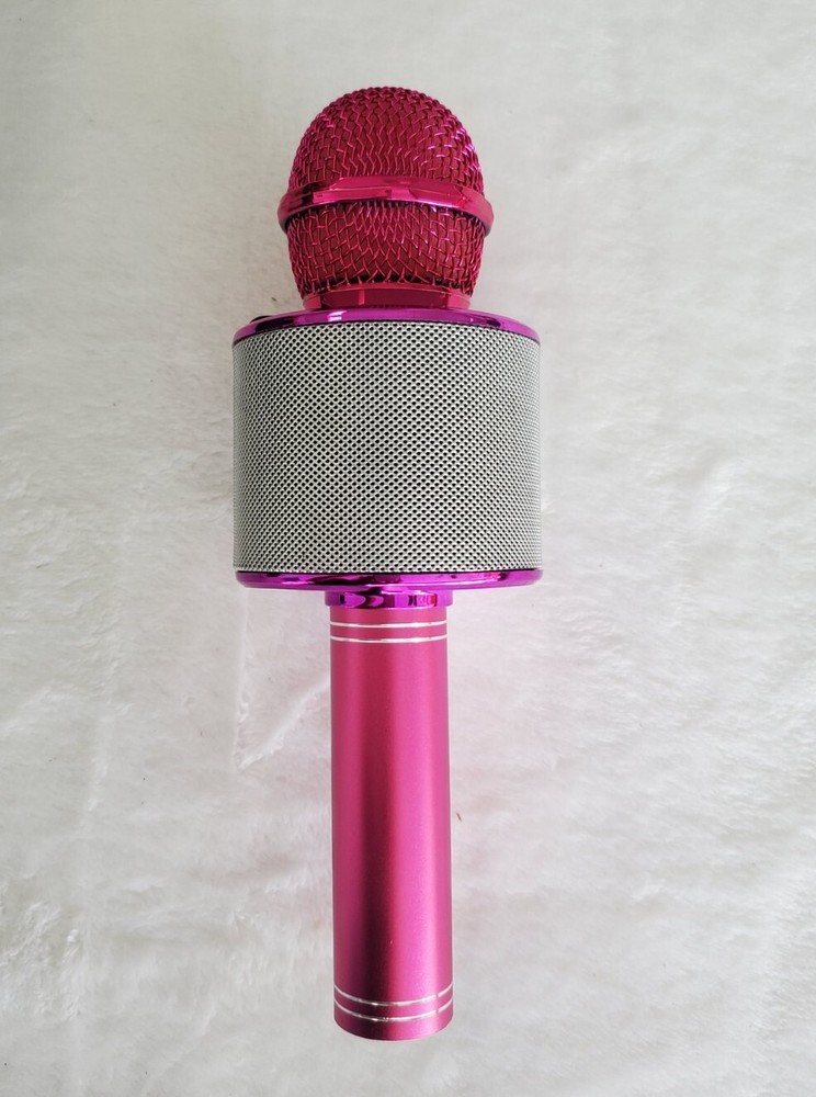 Pink Karaoke Microphone Wireless And Bluetooth With LED Lightning
