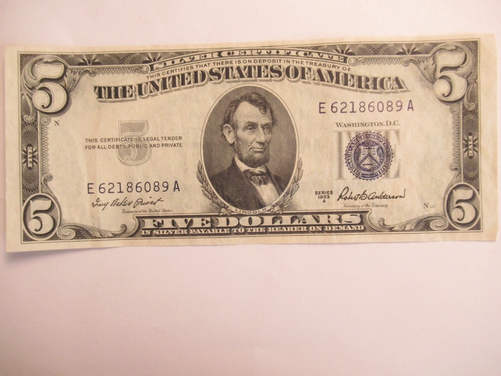1953 A $5 US Silver Certificate