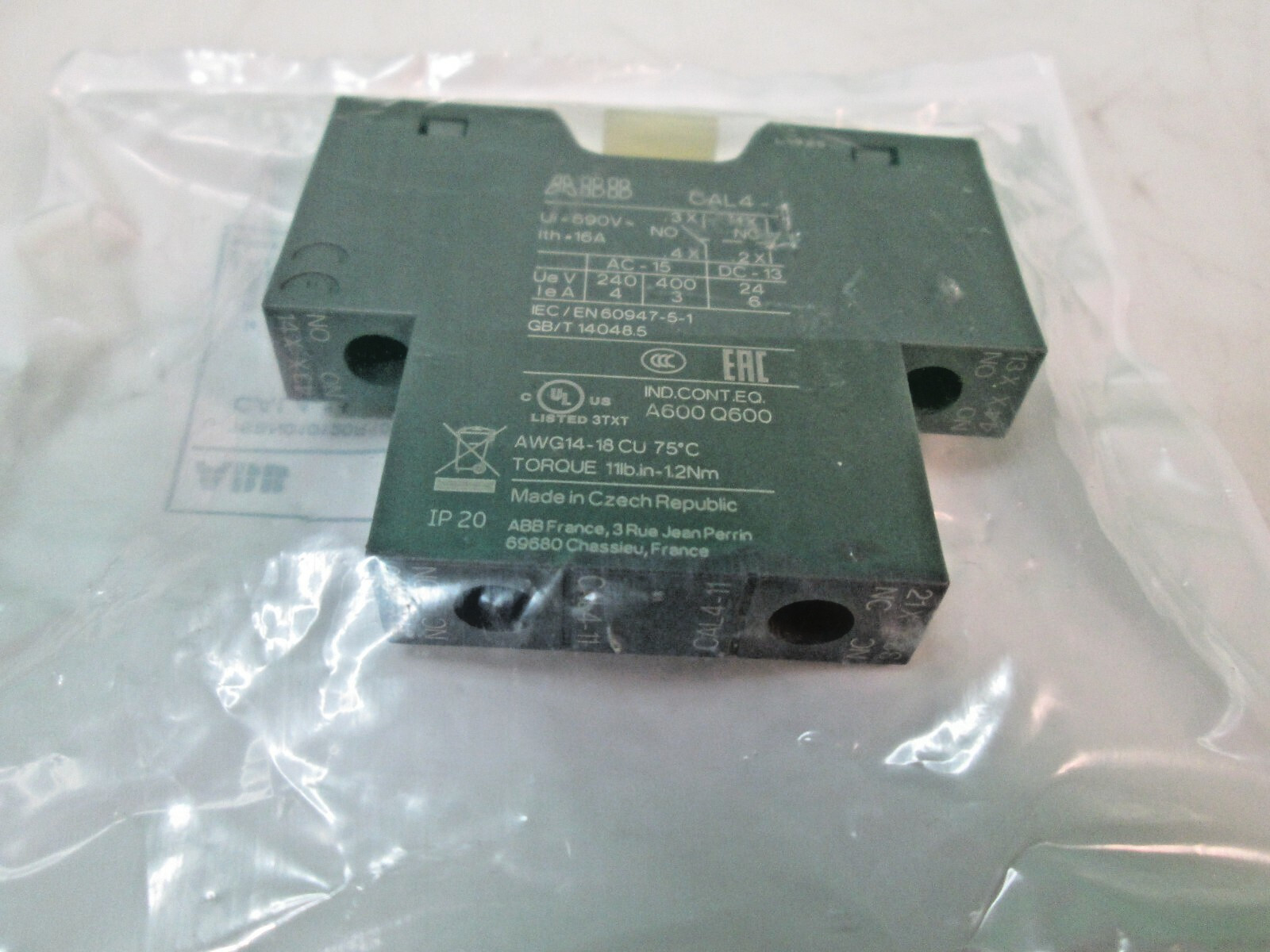 ABB CAL4-11 Auxiliary Contact Block 1SBN010120R1011 NEW SEALED -US SELLER-