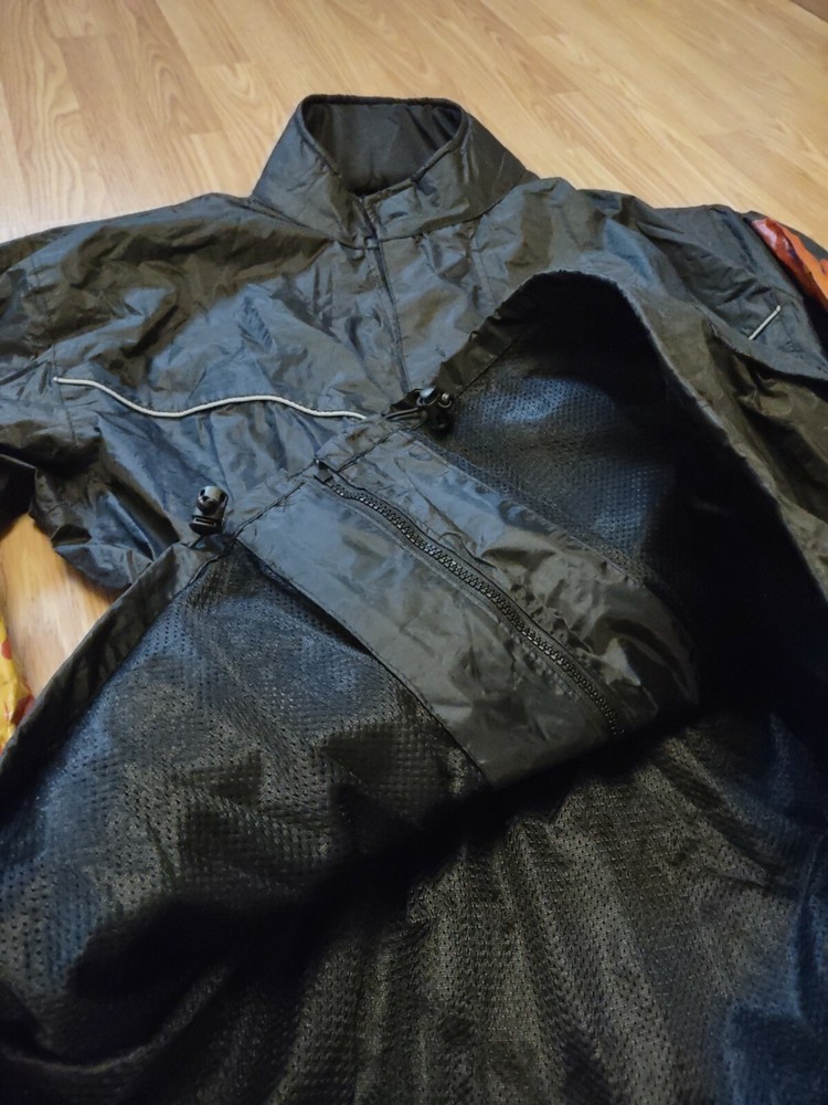 Vintage Thunder Under Men's Black Jacket Flames Rain Motorcycle Size Medium