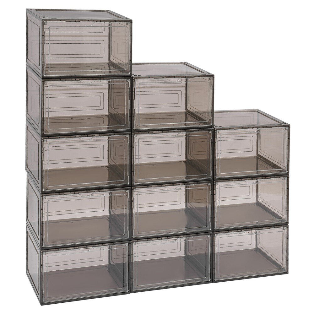 12 Pcs Shoe Storage Box Stackable Shoe Boxes Free Standing Shoe Organizer Case