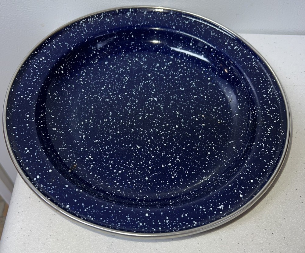 ENAMELWARE PLATE 1.14” Deep BLUE & WHITE SPECKLED SECTIONED - 10”