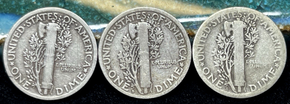 1920 P D S MERCURY SILVER DIMES 90% SILVER COINS US TYPE BETTER DATES