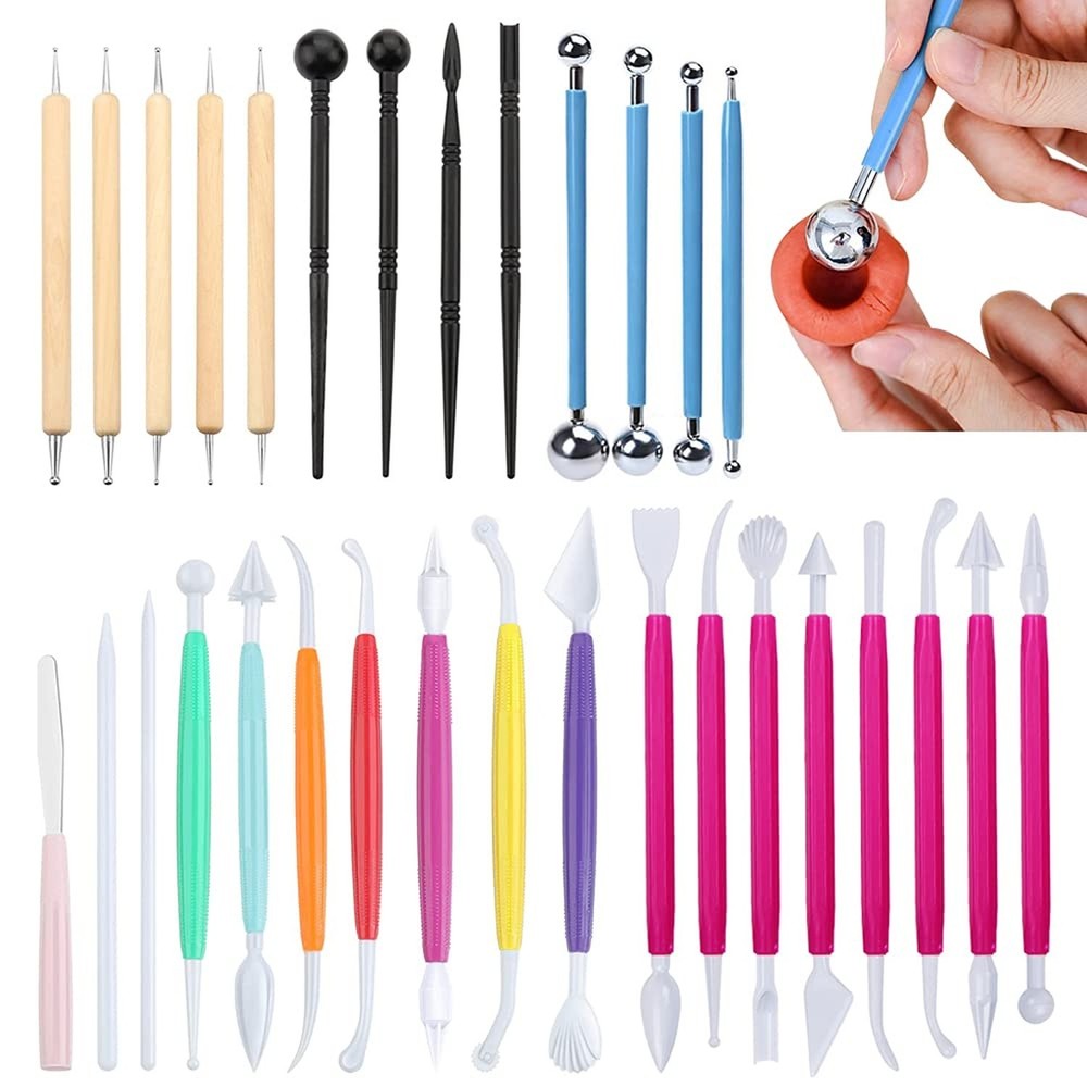 31pcs Fondant Cake Modeling Decorating Hand Sculpting Tools Kit for Cookie Ca...