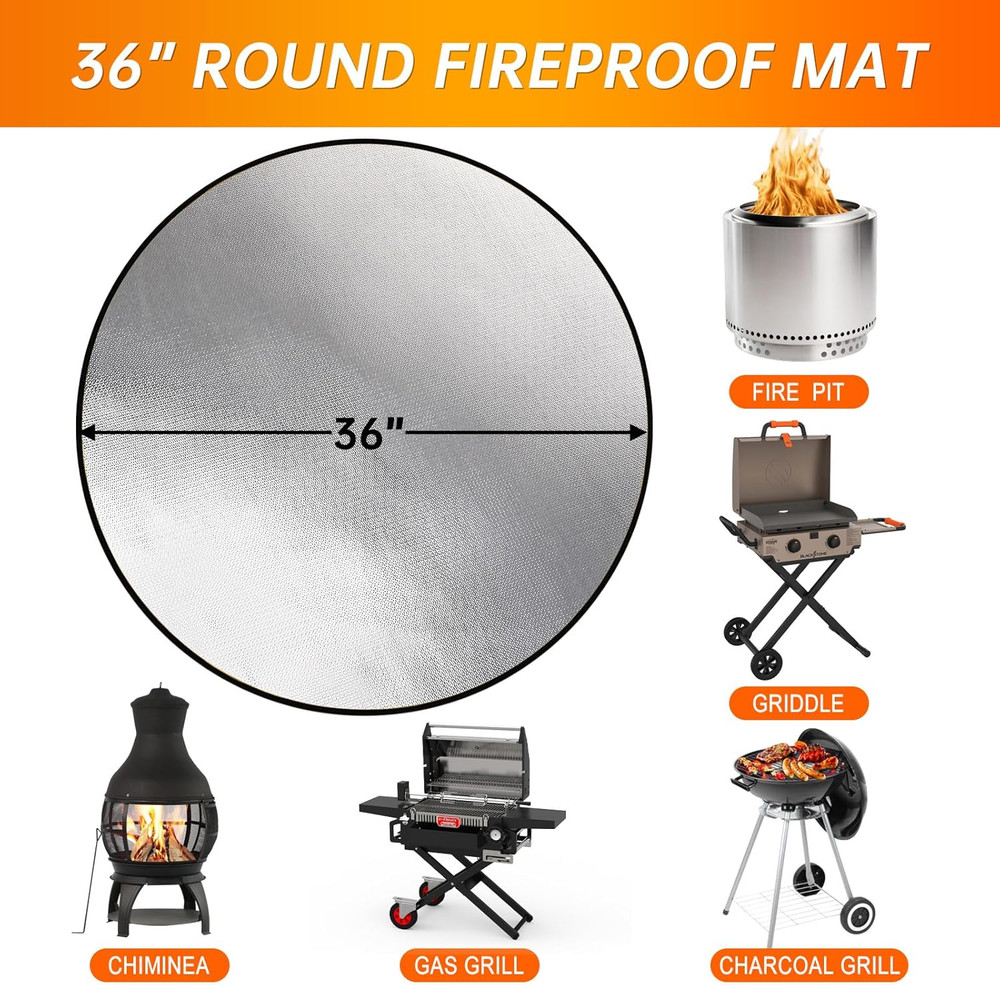 36" round Fire Pit Mat for Solo Stove Bonfire,4-Layer Double-Sided Fireproof Hea