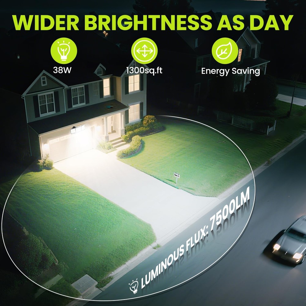 7500LM LED Security Light Motion Sensor Outdoor Lights, Adjustable 3 Head LED...