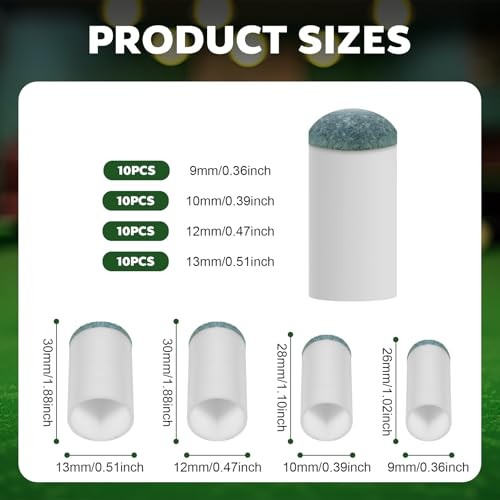 40Pcs Slip On Pool Cue Tips Replacement Kit, 4 Sizes Upgrade Pool Stick Tips