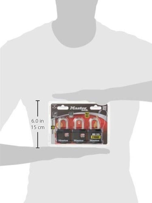 311TRI Keyed Alike Laminated Steel Padlock, 3-Pack, Black
