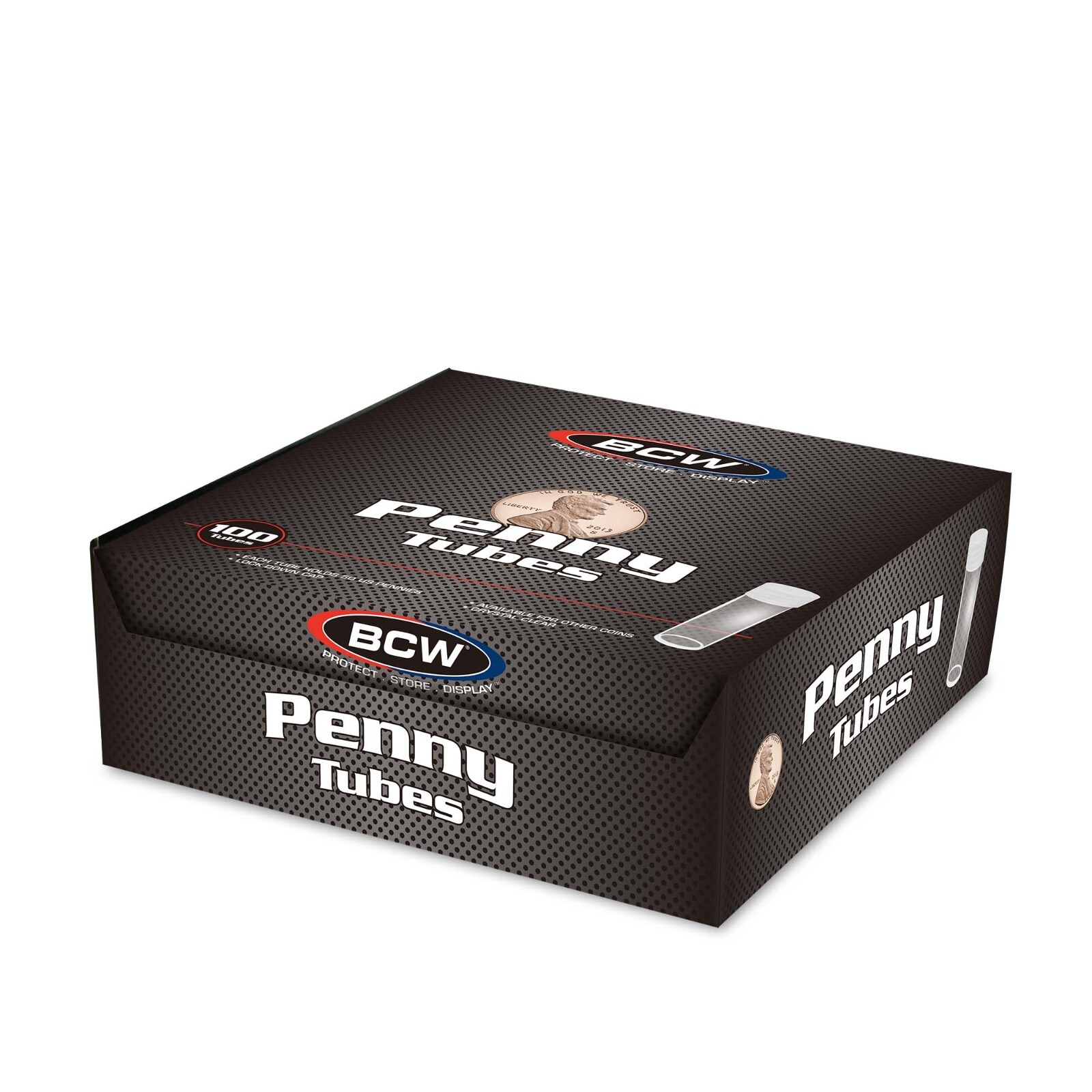 20 BCW Round Tubes For Penny Cents Coins Clear Plastic Cent Storage Screw On Cap