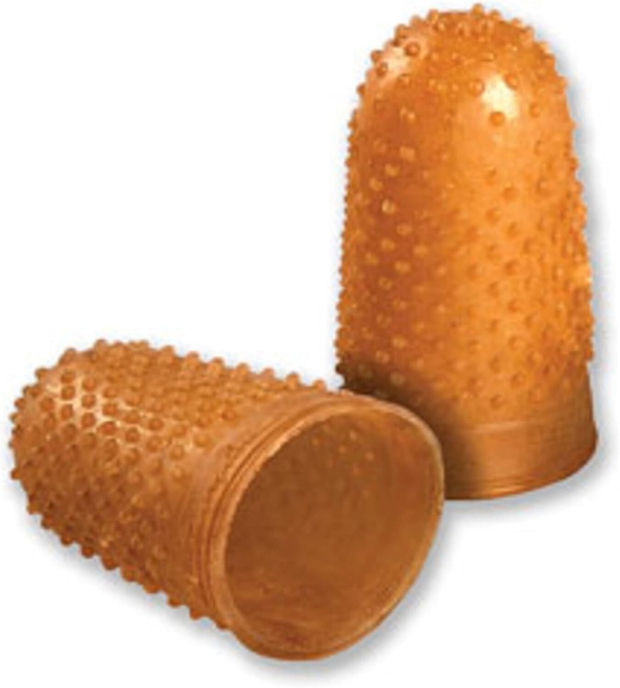 Extra Thick Rubber Finger Tips - 12 Count, Amber, Medium/Large for Comfort