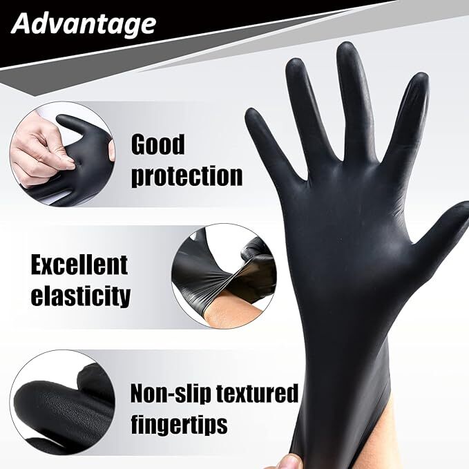Black Nitrile Disposable Gloves Powder Latex Free | 3, 5, & 6 Mil & Size S - XXL